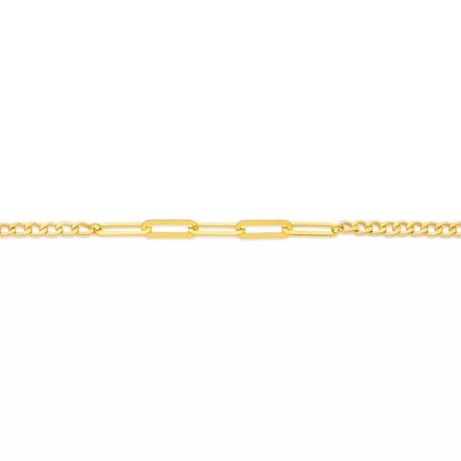 Prouds Body Jewellery>9Ct Gold 25+2Cm Curb & Paperclip Link Anklet